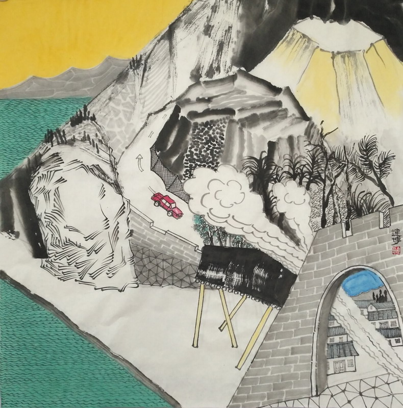 李建博.国画.山水之二（68cm.68cm）.JPG